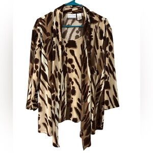 Alfred Dunner Tan and Brown Patterned Top